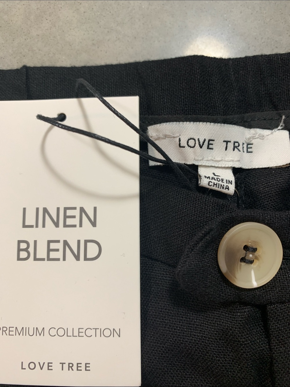 Love Tree Women’s Black Linen Blend Chinos